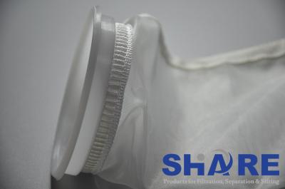 Saco de nylon costurado do filtro da malha da construção com colar plástico/colar superior do cordão