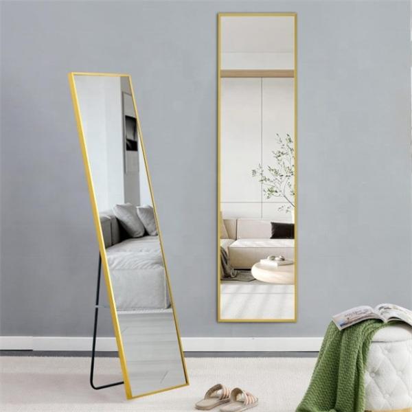 Living Room Modern Metal Frame Black Golden Rose Bathroom Mirror with Stand or Hook