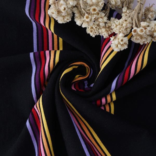 Tejido de material de algodón puro de rayas, resistente al desgaste y saludable para la piel para camisetas