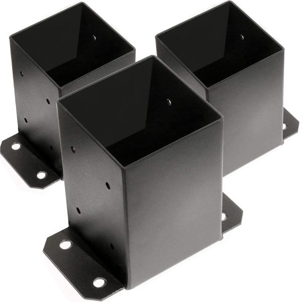Inner Size 3.6x3.6 Post Base Brackets Heavy Duty Powder-Coated Post Anchor Matte Black Wood Post Brackets
