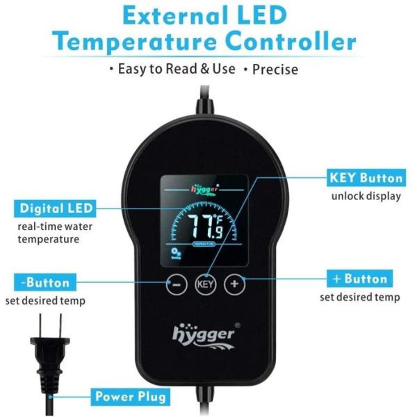 Dual Relay 500W Hygger Aquarium Heater Ceramic Rod Led Temp Display