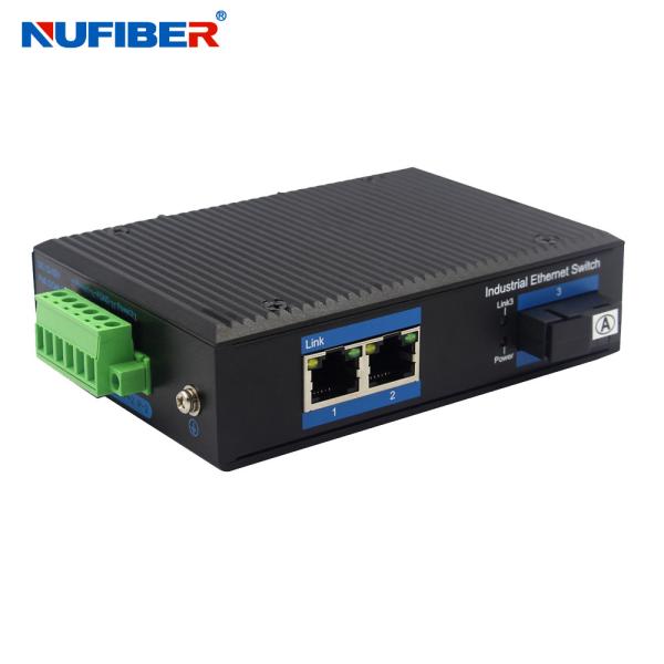 2 RJ45 Simplex SM 1310nm / 1550nm 20km SC Fiber Media Converter Unmanaged Industrial Switch