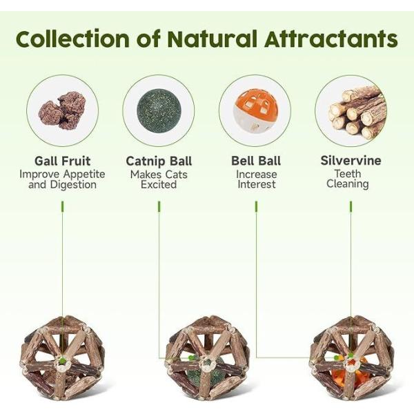 Silvervine Cat Toy for Self Play and Teeth Cleaning Made from Natural Polygonum Arboreum