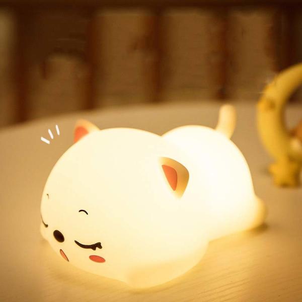 Ночной фонарь для детей Милый силиконовый щенко Ночной фонарь с 2 уровня яркости 7 цветов Каваи сенсорная лампа для спальни