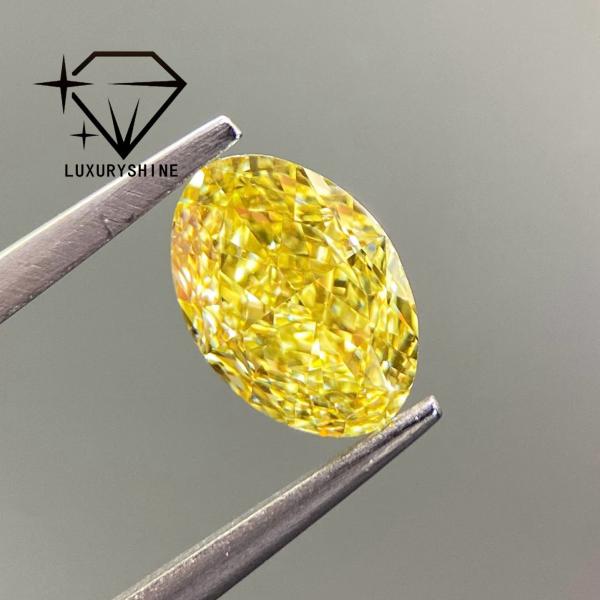 LuxuryShine VVS-VS Diamant de laboratoire Fancy Yellow/Light Yellow/Fancy Intense/Vivid Yellow 1CT 2CT 3CT 4CT 5CT Taille Ovale Excellent Avec Certificat & Bijoux Personnalisés