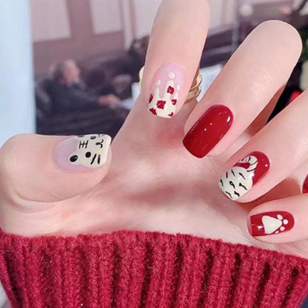 Rubioaroma Wholesale Press On Nails Nude Nails With Glue French Almond Reusable Acrylic False Nails Artificial Fingernails