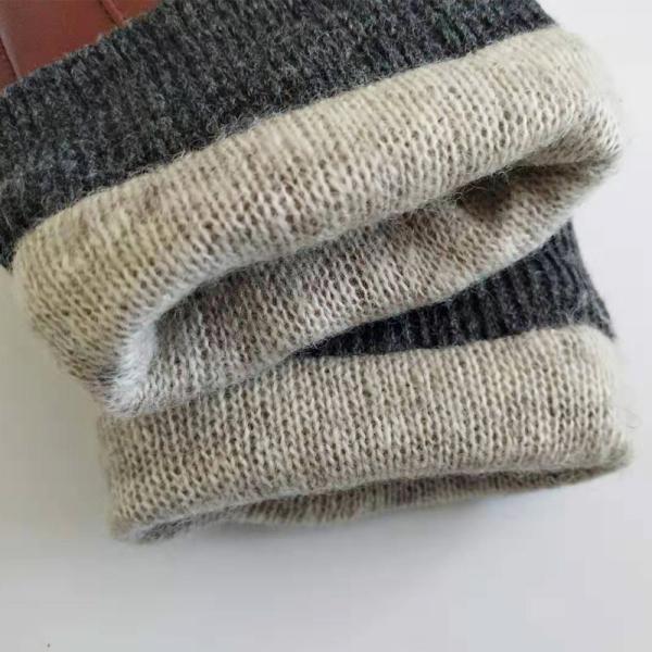 Fashion Knitted Cuffs Womens Soft Leather Gloves Eco - Friendly Red Color