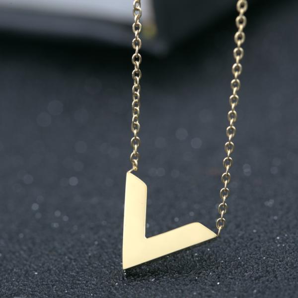Fashion Pendant Stainless Steel Jewelry Necklace, V sharp necklace with gold color
