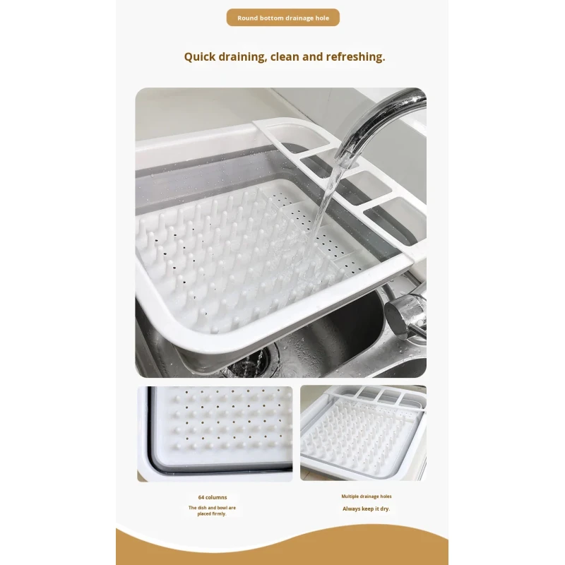 Collapsible Vegetable Washing Draining Basket Bowl Plate Plastic Storage Box Foldable Dish Draining Rack for Kitchen