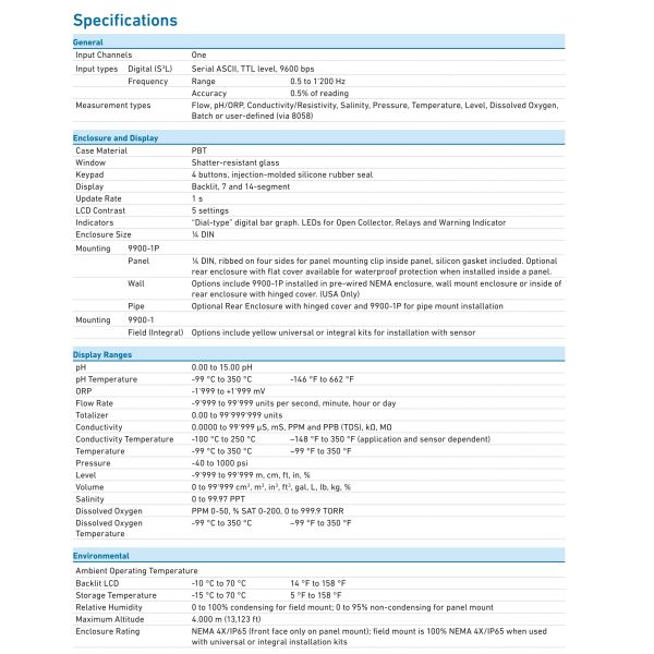 GF Signet 3-9900-1P Type 9900 Transmitter For Wastewater Treatment