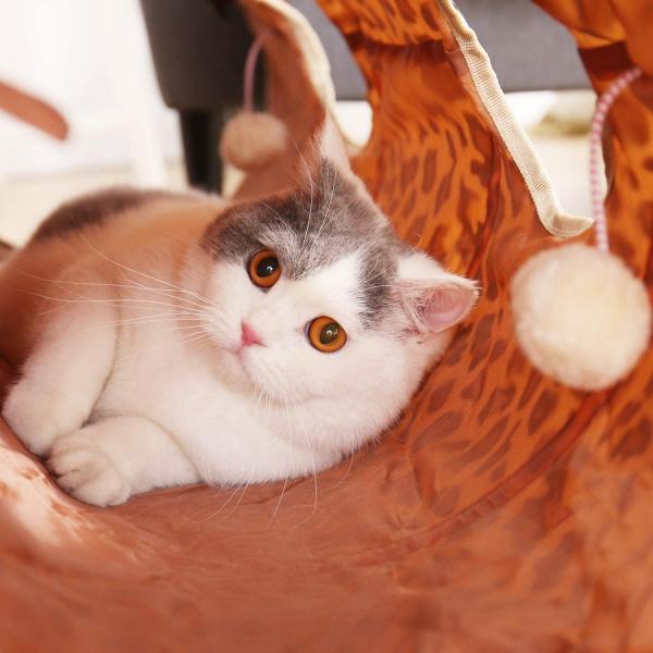 Plush Leopard Print Single Pass Cat Tunnel Funny Cat With Sound Paper Soft Foldable Cat Channel Pet Cat Toy