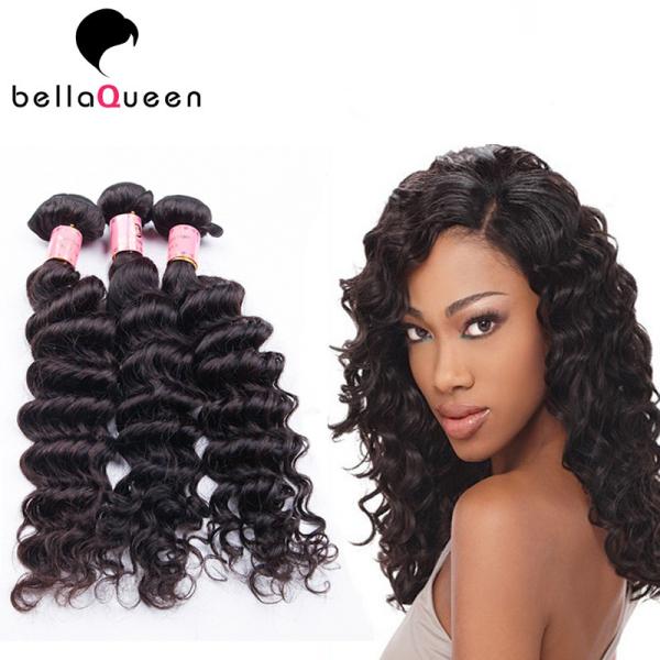 Natural Black Deep Wave Brazilian Virgin Human Hair Extension For Women