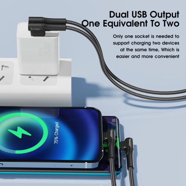 Essager 10W 5V/2A USB Wall Charger with 2 Ports for Fast Charging Mobile Phones and Devices