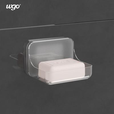 Nenhum prato do suporte do sabão de banho da montagem da parede da broca rega o plástico claro contrário