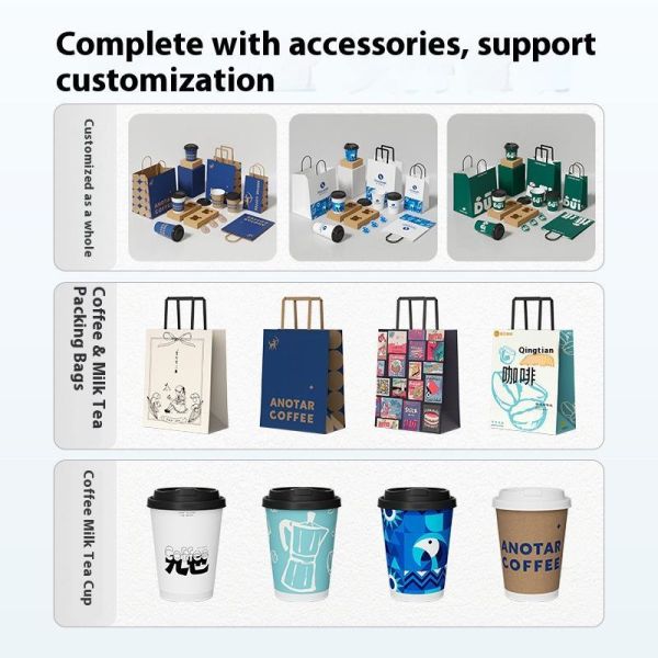 Luxury Custom Gold Cardboard Double Layer Paper Cups with Lid
