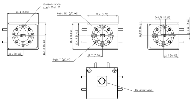 64-71GHz WR-12 WAVEGUIDE CIRCULATOR VN-WGCIR-6471-WR12