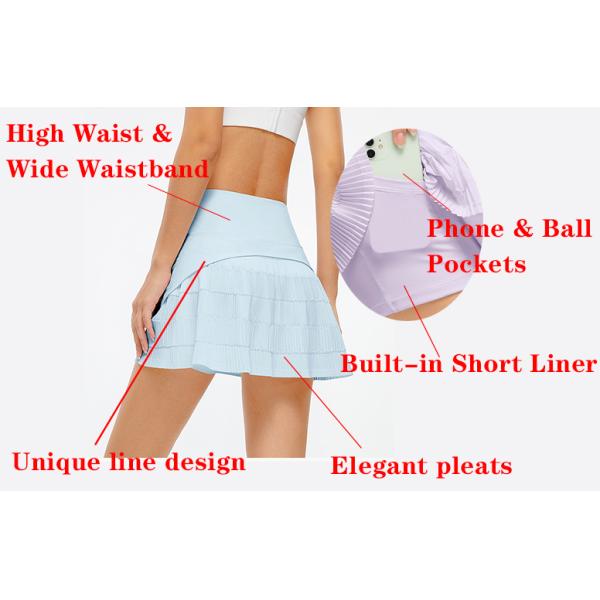 5 красит юбку тенниса женщин нейлона 90% с брюками безопасности вспотейте Wicking
