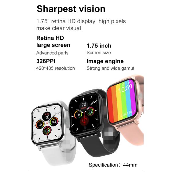 DT46 Smartwatch IP67 IPS 1.75 inch Sport Touchscreen  4 Pin Silicone Band