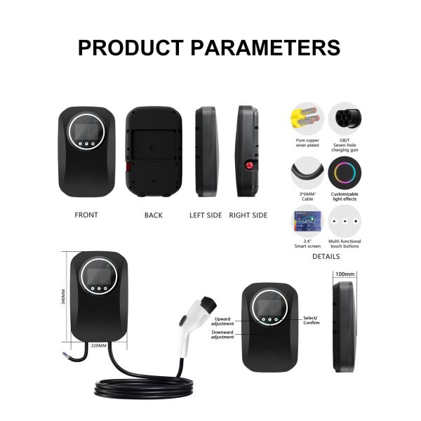 OEM ODM Type 2 AC Charging Smart Display Wall Mounted EV Charger
