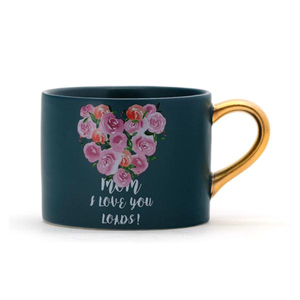 Jolie vaisselle pour la fête des mères élégante maman cadeau design tasse de café en céramique avec poignée en or