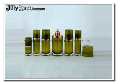 Customized empty lotion bottles with pump , Middle section golden ink green