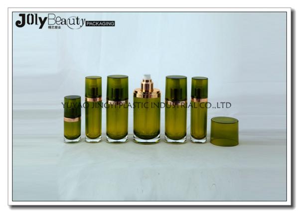 Customized empty lotion bottles with pump , Middle section golden ink green