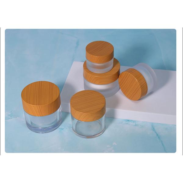 15g 30g Luxury Frosted Cosmetics Packaging Plastic Round Bamboo Body Butters Cream Cosmetic Jar with Customized Logo
