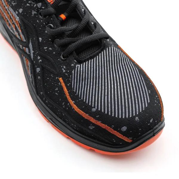 Black Breathable Flyknit Sneakers Slip Resistant Mens Athletic Steel Toe Shoes