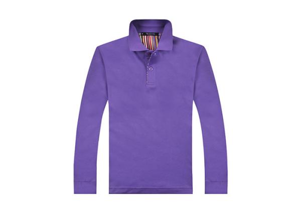 Cotton 2 - ply Interlock Button Cuffs Long Sleeve Polo Shirts Casual Type