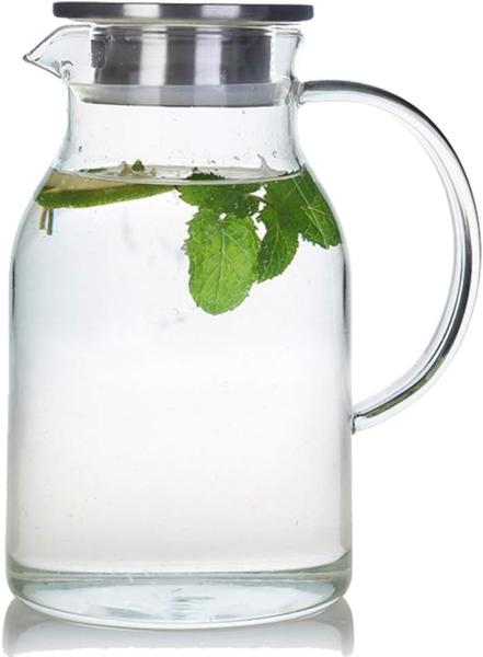 Karafu Glass Pitcher with Lid, 68Oz Heat Resistant Water Jug for Hot/Cold Water, Ice tea and Juice Beverage Clear