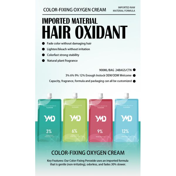 YMD Premium Quality OEM Hair Oxidant Cream Raw Material 3% 6% 9% 12% Permanent Hair Color  Developer