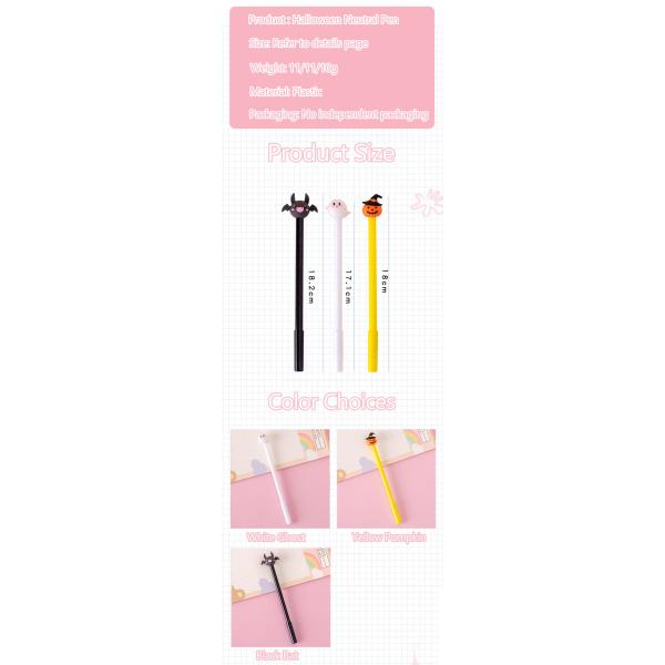 Halloween Neutral Pen 0.5mm Pumpkin Ghost Bat Topping Smooth Writing Gel Pen de tinta y lápiz de escritura