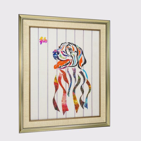Chinese Zodiac Framed Art Twelve Animals Dog Home Decor Ribbon Painting Decorative Wall Hangings Ready to Hang