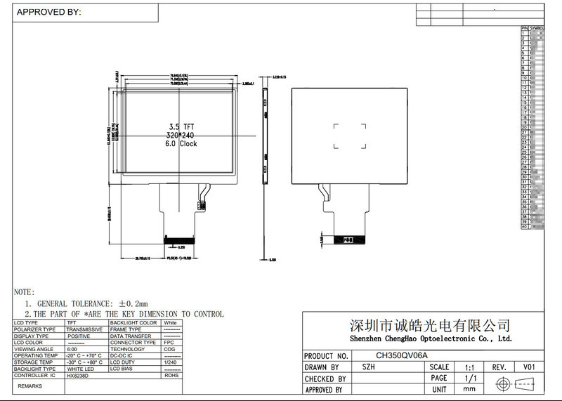 320x240 Ips Квадратный Tft Модуль экрана 3,5 дюйма FPC Tft LCD Модуль
