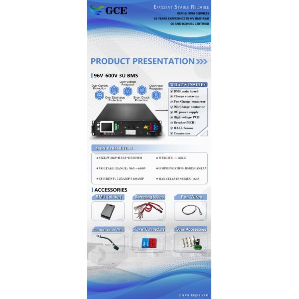 GCE 512V 125A High Voltage Battery Management System with Parallel, CAN & RS485 for Solar Power Lithium Batteries, PCB & PCBA