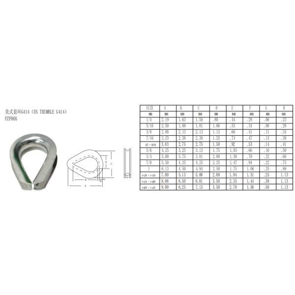 Armadura de embarcaciones de acero inoxidable cables de cable de alambre de la cuerda de pulgar con fundición de precisión
