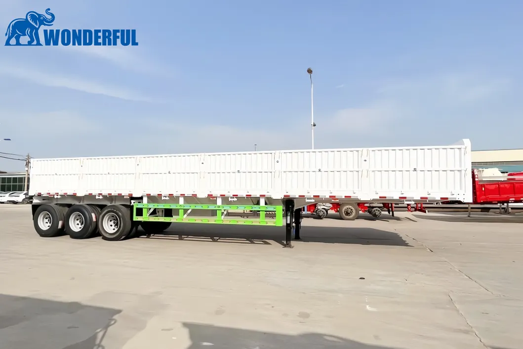 China Brands 3 Axles Heavy Loads Height Thickness Height Bulk Cargo Utility New Design Gate Board Drop Side Wall Panel Extension Sidewall Semi Trailer