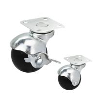rodízios superiores plásticos da bola da placa do preto do diâmetro de 50mm com freio lateral