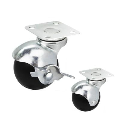 rodízios superiores plásticos da bola da placa do preto do diâmetro de 50mm com freio lateral
