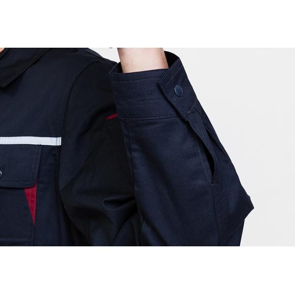 Long Sleeve Industrial Work Uniforms , Navy Safety Wear With Reflective Strip