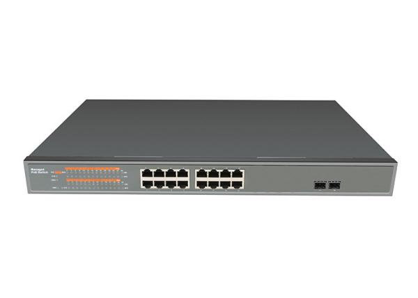 Fiber Ethernet PoE Switch Unmanaged 16x10/100Base-TX + 2x1000Base-FX SFP / 16xPoE