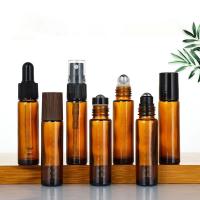 Garrafas de vidro de rolos de óleo essencial de aço inoxidável 10 ml gotas de âmbar