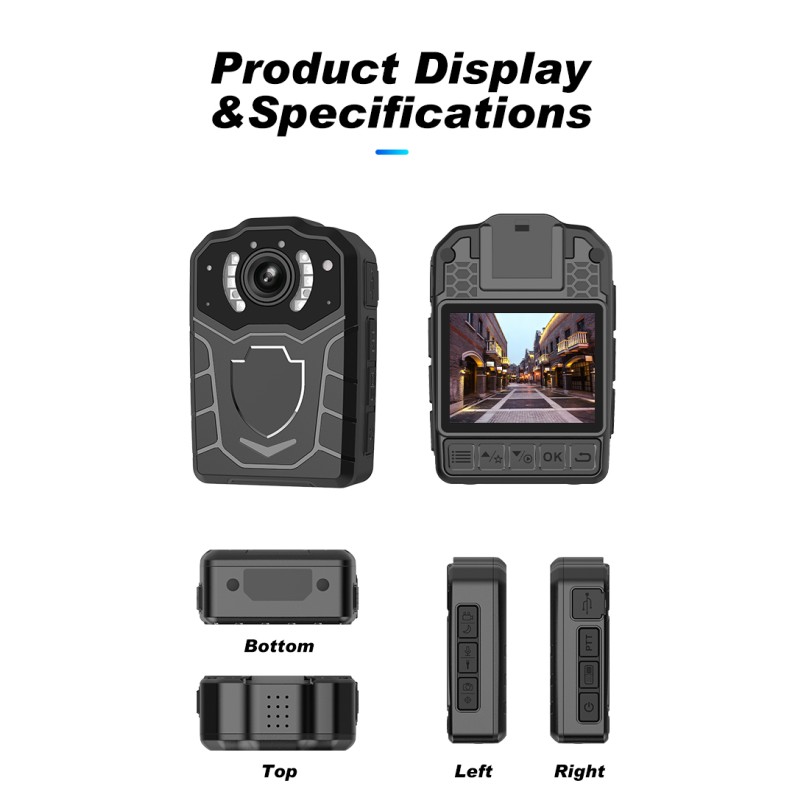 Mini 4K 2MP UHD High Relosution Body Worn Camera With Voice Alarm and 2M Drop Resistant WIFI Wearable Camera for Video Recording
