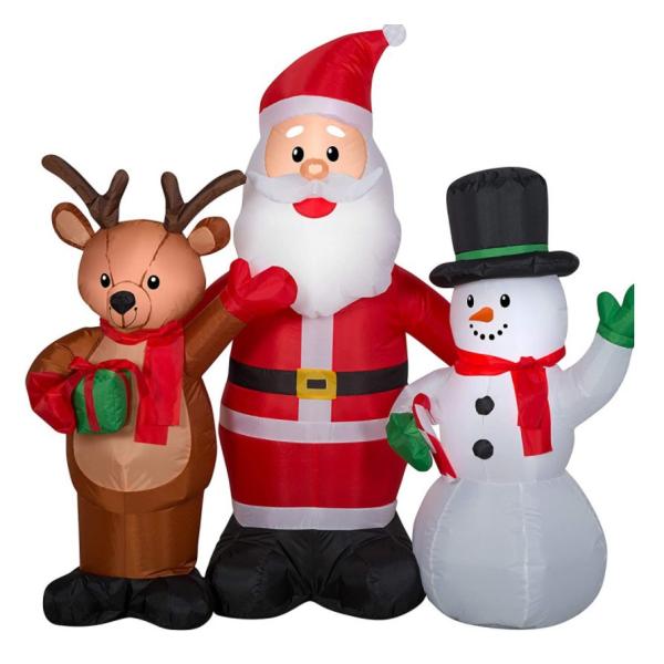 Outdoor Christmas Lighted Santa Sleigh Arch with Snowman Gingerbread Tree Inflatables