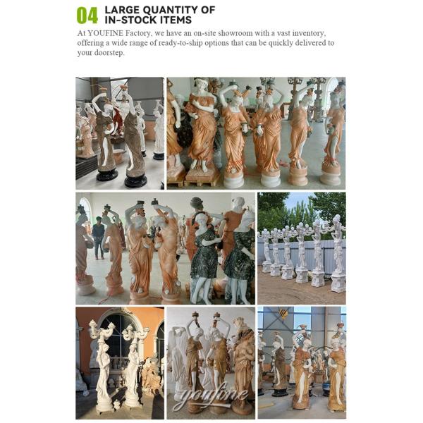 Life Size Decor Life Size Carved Woman Figure Sculpture Lamp Indoor Lighting Marble Statues