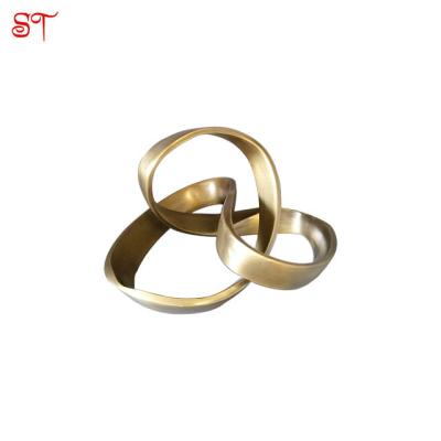 Golden Silk Ribbon Resin Statue Abstract Home Accessories Decorative Metal Gifts Ornament Landscape Art Indoor Statues