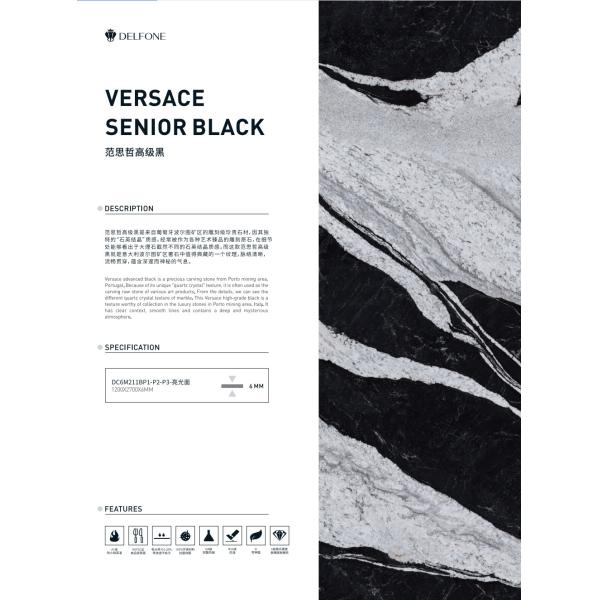 Плитка плиты мрамора цвета Versace старшая черная для крытый вымощать стены пола