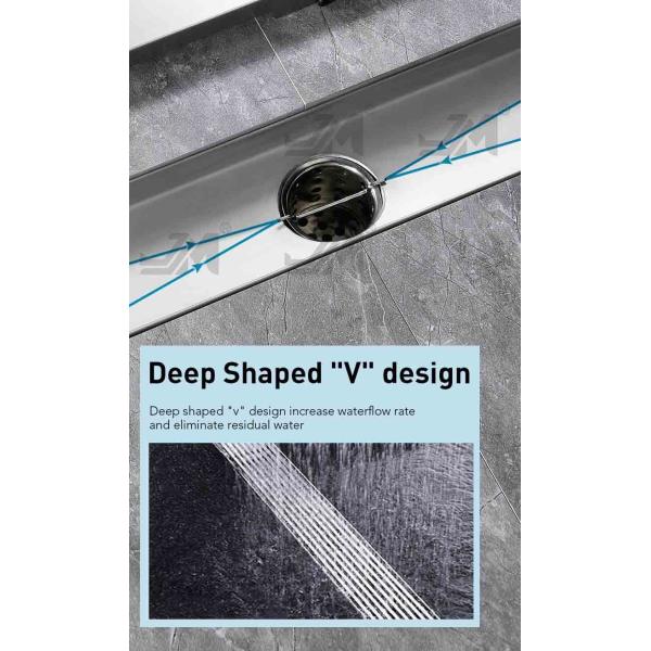 24 Inches Linear Shower Floor Drain With Removable Bars Pattern Grate