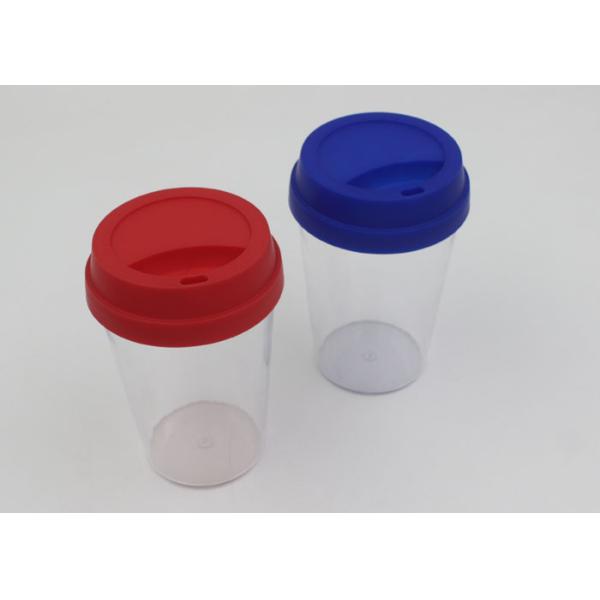 Reusable Single Wall Clear Plastic Coffee Cups With Lids / Plastic Travel Coffee Mugs