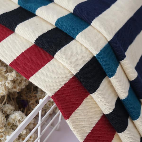 Wrinkle Resistant Cotton Pique Fabric D022-1 260g Breathable Knit Stripe Cloth